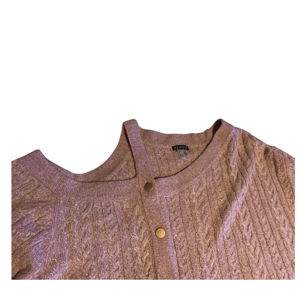 VENUS Pink Off-the-Shoulder Sweater Textured Knit - Picture 3 of 7